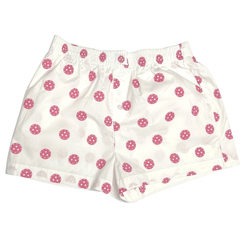 Happily Grey Pickleball Pajama Shorts Small Pink 100% Cotton Lounge Sleep EUC